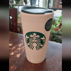 Starbucks ceramic travel mug with lid